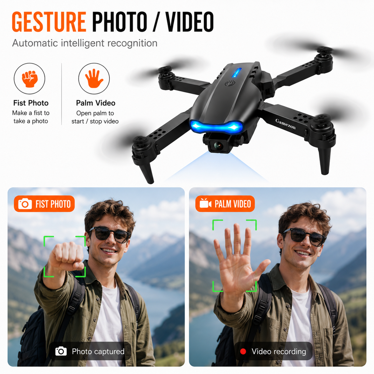 4k Dual Camera Drone with gesture control