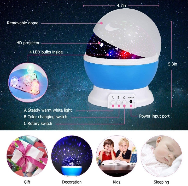Star Master Projector with USB Wire Colorful Romantic LED spinning star light